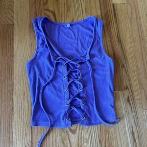 Purple laced up tank top